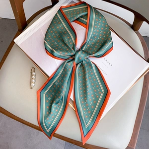 Écharpe Étroite Faux Satin Petit Foulard Imprimé Fleuri Twilly Pour Poignée De Sac Bandeau Cheveux Accessoire Rétro Chic