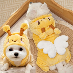 Haustier Bienen Overall Mit Kapuze Flanell Warm Jumpsuit Für Hunde Und Katzen Weiche Plüsch Winterkleidung