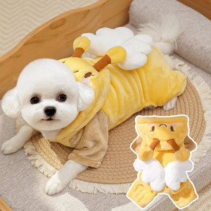 Bienen-Hunde-Schlafanzug aus Flanell mit Kapuze und 3D-Flügeln für kleine Hunde
