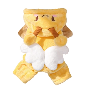 Fleece-Haustier-Jumpsuit mit Cartoon-Biene-Design und Flügeln für Hunde und Katzen