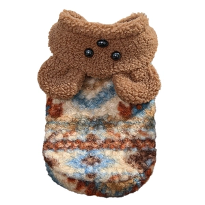 Pull pour animaux motif Fair Isle avec polaire marron et boutons décoratifs pour chiens