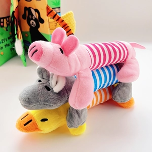 Quietschen Plüsch Haustierspielzeug Comic Tier Ente Schwein Elefant Form Gestreift Beißfest Kauspielzeug Für Hunde Katzen