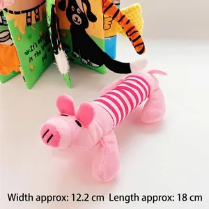 Detailansicht von Plüsch-Schwein Spielzeug in Pink gestreift, Größe 12,2cm x 18cm