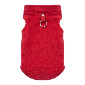 Harnais gilet en polaire rouge pour petits chiens et chats avec anneau en D pour la laisse
