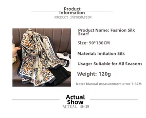 Tabella dettagliata con specifiche dello scialle in seta 90x180cm e design con motivo paisley