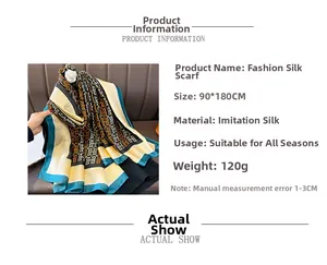 Detail view of 90x180cm faux silk shawl showing modern geometric color-block pattern
