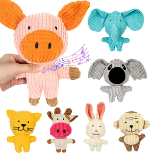Pet Squeaky Plush Toy Corduroy Animal Shape Bite Resistant For Small Medium Dogs Cats Interactive Soft Molar Play