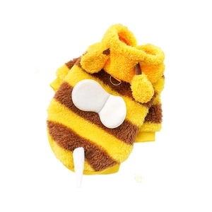 Sweat à capuche abeille en polaire chaude avec rayures jaunes et ailes pour chiens et chats