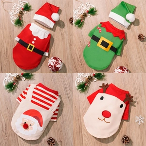 Christmas Pet Costume Dog Shirt Cat Sweater Polyester Festive Reindeer Santa Elf Pattern Autumn Winter Outfit For Puppy