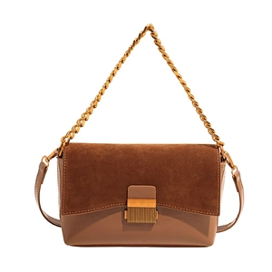 Sac Bandoulière Vintage en Suédine pour Femmes Sac à Épaule en Cuir Synthétique avec Chaîne Dorée Petit Sac Carré