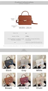 Guide des tailles pour sac bandoulière en cuir PU avec dimensions et options de couleurs