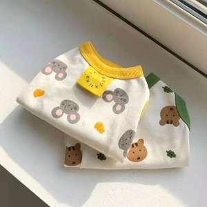 Breathable cotton dog vest with cute cartoon bear prints for small pets and cats
