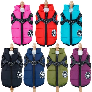 Pet Winter Padded Vest Integrated Harness Reflective Strip Waterproof Windproof Warm Coat Jacket For Small Medium Dogs Cats