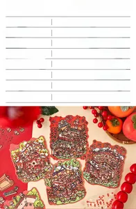 Detailed view of 3D New Year stickers featuring PET material and 125x150mm dimensions