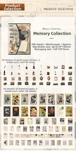 Détails de 200 papiers vintage et autocollants washi pour la décoration de journaux