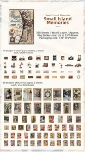 Détails de l'ensemble de 200 stickers rétro et papier vintage pour scrapbooking DIY