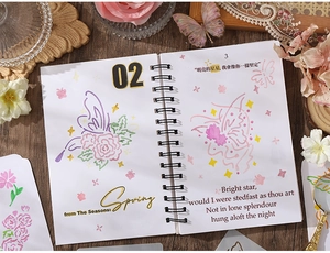 Detailed view of hollow butterfly stencil on cream paper with floral patterns and coils