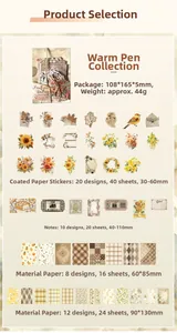 Detail view of vintage DIY scrapbook paper kit with sunflower and bird motifs 100pcs