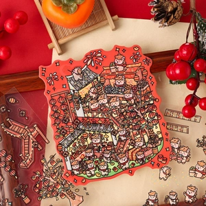 3D Chinese New Year festive horse market stickers set for DIY scrapbooking and crafts