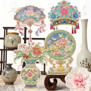 DIY Dimensional Puzzle Stickers PET Cardboard Chinese Traditional Style Floral Phoenix Decorative For Scrapbooking Journaling