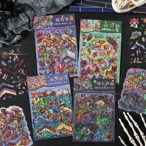 3D Chinese myth stickers featuring ghost stories with dark gothic scene decorations
