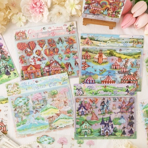 4 Stijlen Sprookjes Droom Serie Decoratieve Stickers Voor Journal DIY Handgetekende Illustratie PET Scrapbooking Stickers