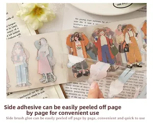Detail of girl theme stationery stickers with easy-tear side glue for journaling