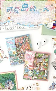 Macro detail of foldable sticker set with over 400 pieces for creative DIY scenery