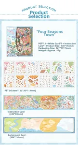 Detail set of Four Seasons DIY stickers including 12 PET sheets and long background cards