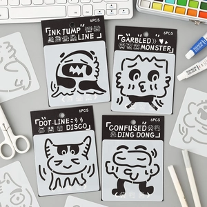 Cartoon Monster Drawing Stencils PET Plastic Hollow Painting Templates Kids DIY Art School Supplies Scrapbooking Journal Decor
