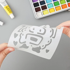 White semi-transparent DIY stencil with Fu character and cloud patterns for painting