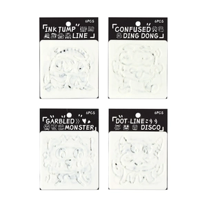 Set of 4 graffiti doodle drawing stencils for DIY scrapbooking with monster themes