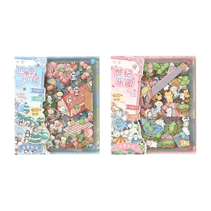 Cartoon DIY scene sticker set with Four Seasons Town and Century Park themes