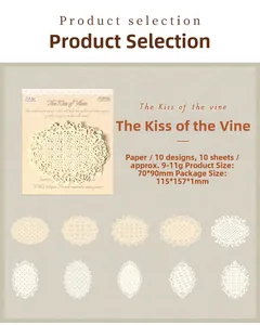 Detail specifications of 10pcs retro lace hollow decorative paper stickers for DIY crafts