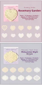 Detailed view of vintage hollow lace stickers with Rosemary Garden and Midsummer themes