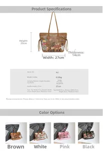 Detailed size specifications and color options for the cartoon graffiti tote bag