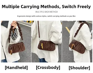 Brown leopard print pleated shoulder bag shown in three styles: handbag, crossbody, and tote