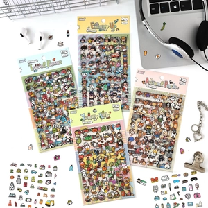 Cute Cartoon Decorative Stickers Waterproof PET Transparent Self Adhesive For Journal Scrapbook DIY Planner Phone Case