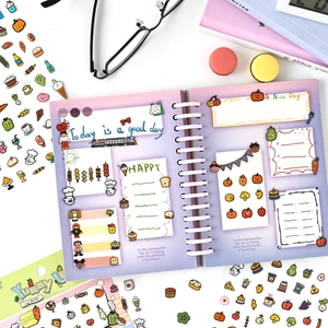 Cartoon stationery set with gradient coil notebook and colorful waterproof stickers