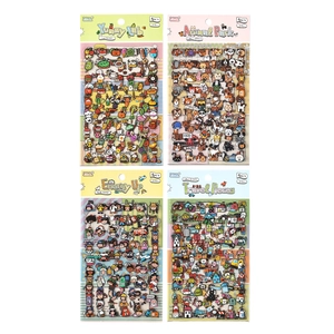 Waterproof cartoon scrapbook stickers set featuring food, animals, and travel themes