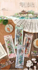 Detailed PET stickers featuring Chinese traditional courtyards and landscape scenery