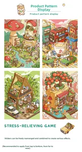 Detail of 4-grid DIY 3D stickers featuring Mushroom Forest and Garden themed scenes