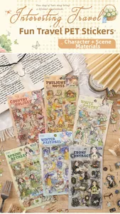 Detail of PET cartoon stickers for scrapbooking featuring Country Holiday themes