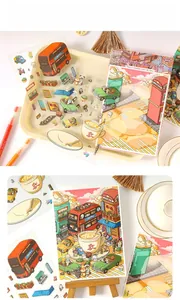 Detail view of Alleyway Tea Scent cartoon stickers set for DIY crafts and scrapbooking