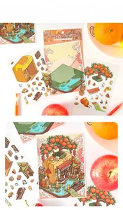 Detailed view of 3D Time Grocery Store stickers with cozy cats and pandas illustrations