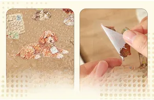 Waterproof PET decorative stickers with die-cut vintage dog and letter illustrations