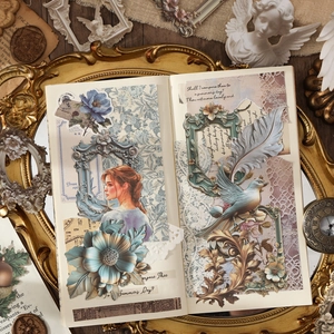 Autocollants vintage de style européen avec motifs floraux et figurines pour scrapbooking