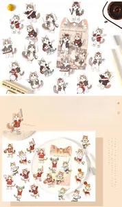 Detail showing 20pcs waterproof cat stickers with Musical Orchestra and Sports themes