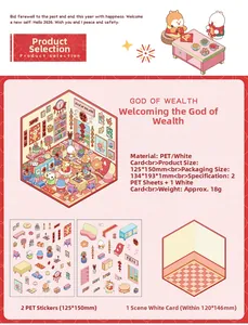Kit stickers DIY Nouvel An chinois avec carte 3D et décalcomanies PET de 125x150mm