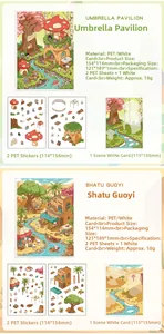 Detail of Oasis Journey DIY 3D stickers with PET sheets and scene backboards